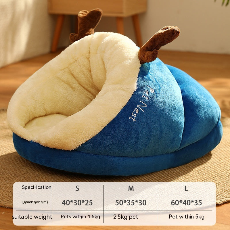 Winter Warm Pet Bed Slippers Nest for Cats & Small Dogs – Cozy Plush House