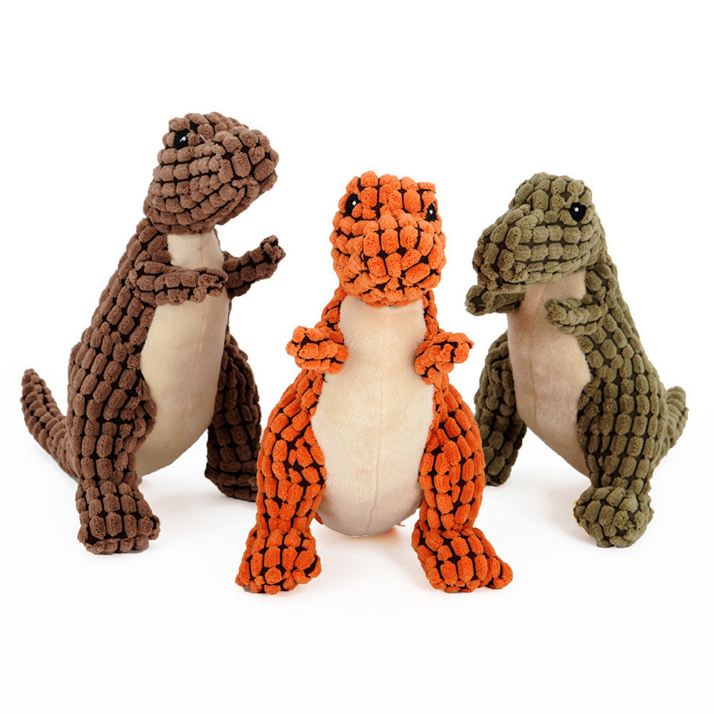 Dinosaur Dog Chew Toy with Squeaker – Plush Interactive Pet Toy for Large & Small Dogs