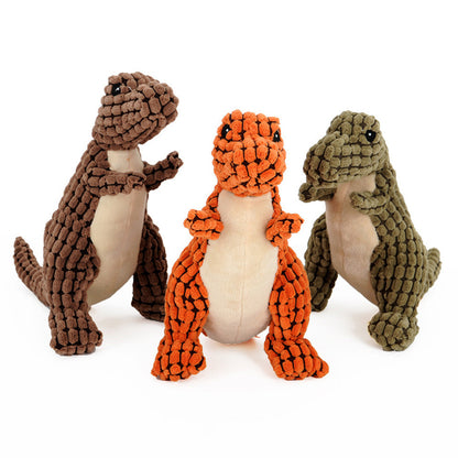 Dinosaur Dog Chew Toy with Squeaker – Plush Interactive Pet Toy for Large & Small Dogs