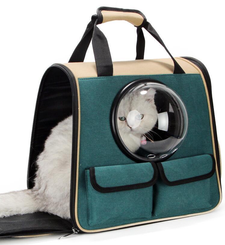 Pet Space Backpack Carrier – Breathable Travel Bag for Dogs & Cats, Large Capacity Oxford Fabric Cage (40×28×36cm)
