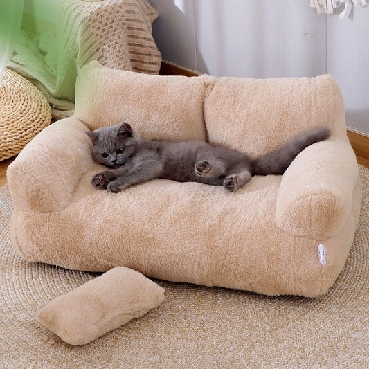 Luxury Plush Cat Bed Sofa – Winter Warm Pet Nest for Cats & Small Dogs, Soft Comfortable Puppy Bed