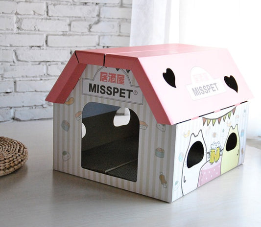 Izakaya & Coffee House Style Corrugated Cat Scratcher House
