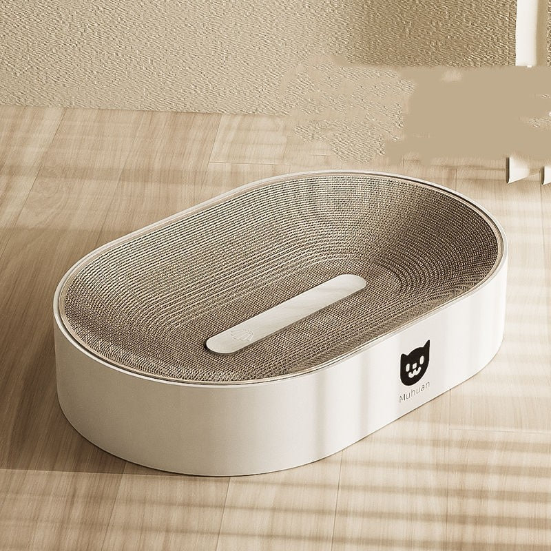 Corrugated Cat Scratch Basin with PP Shell – Durable Anti-Scratch Cat Lounge Bed