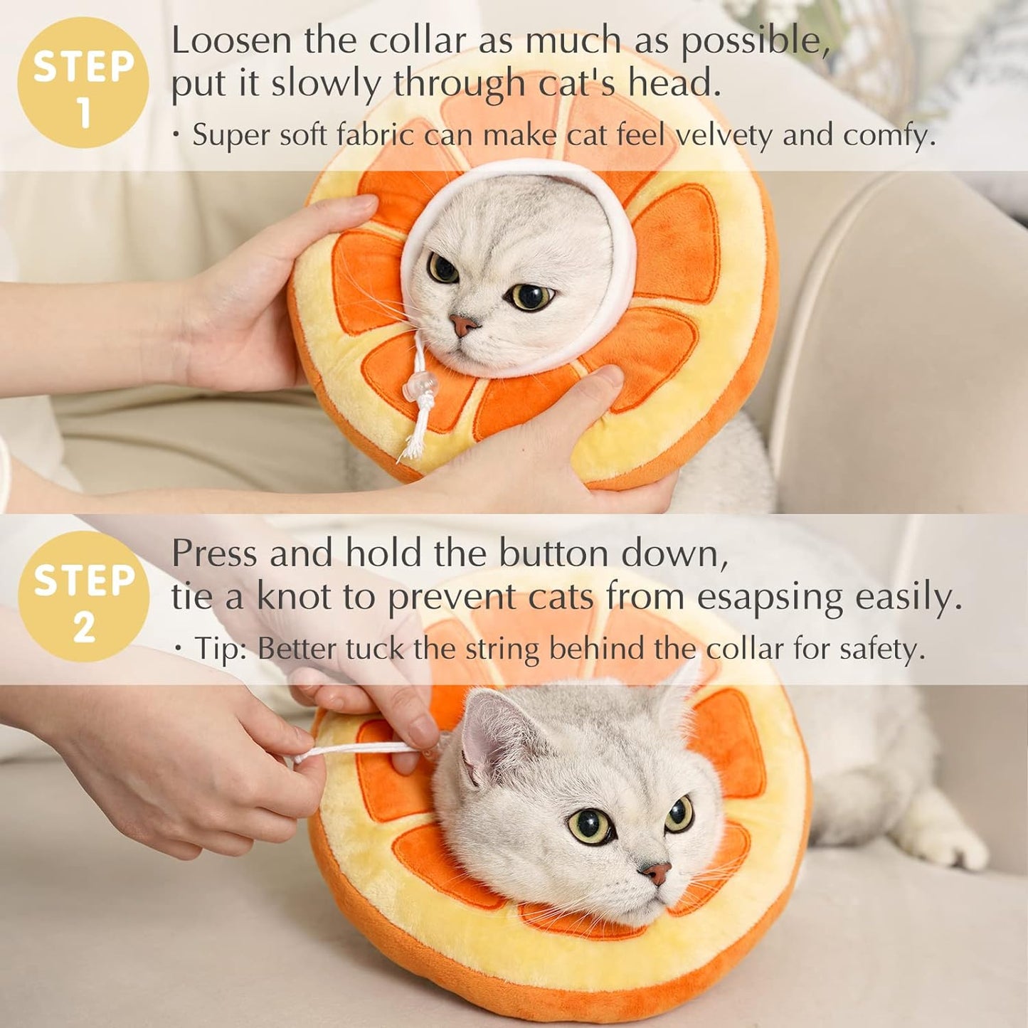 Cute Adjustable Cat Recovery Collar – Soft Fabric Elizabeth Collar for Kittens