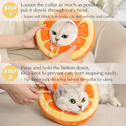 Cute Adjustable Cat Recovery Collar – Soft Fabric Elizabeth Collar for Kittens