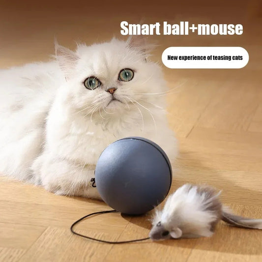 Interactive Cat Toy Mouse Teaser Ball – Smart Automatic Rolling Pet Ball for Cats & Dogs, Plush Mouse Hunting Game