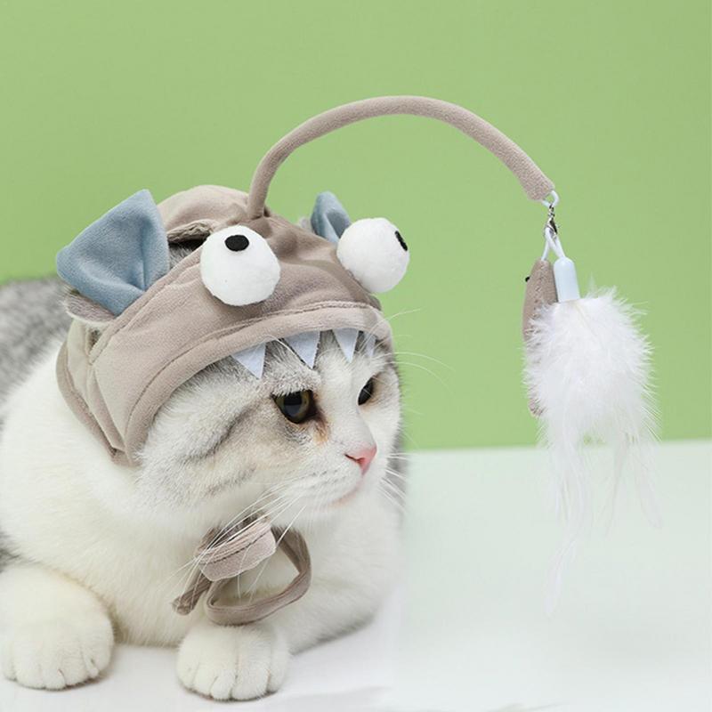 Head-Mounted Feather Cat Toy Stick – Interactive Funny Teaser for Cats