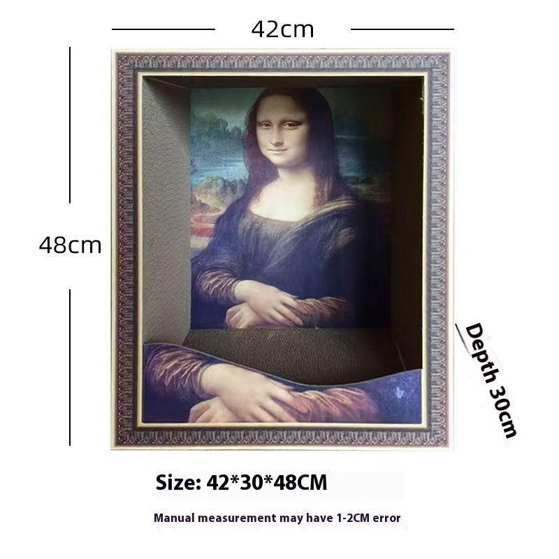 Mona Lisa Cat Nest Scratch Board – Decorative Cardboard Cat Bed & Scratcher