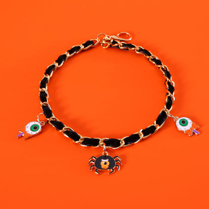 Halloween Pet Collar with Velvet Bat Accessories – Adjustable Pumpkin, Ghost & Spider Necklace for Cats and Dogs