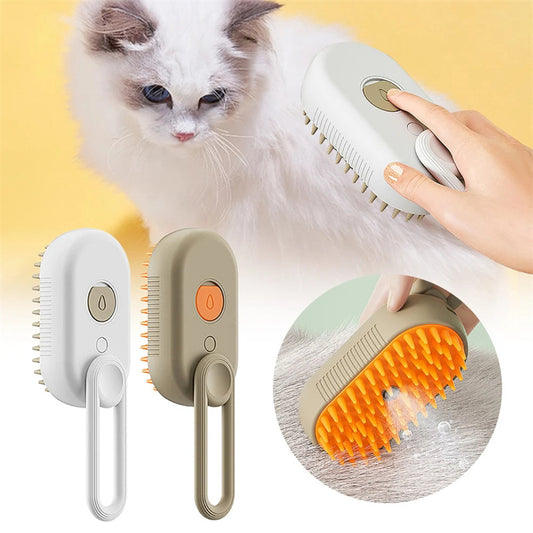 3-in-1 Steam Pet Grooming Brush, Rechargeable Cat & Dog Hair Removal Comb with Massage