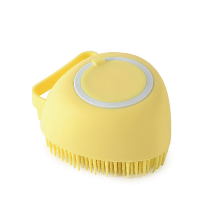 Silicone Dog Bath Brush with Shampoo Dispenser – Pet Grooming Massage Brush for Dogs & Cats, Soft Bath Scrubber Cleaning Tool