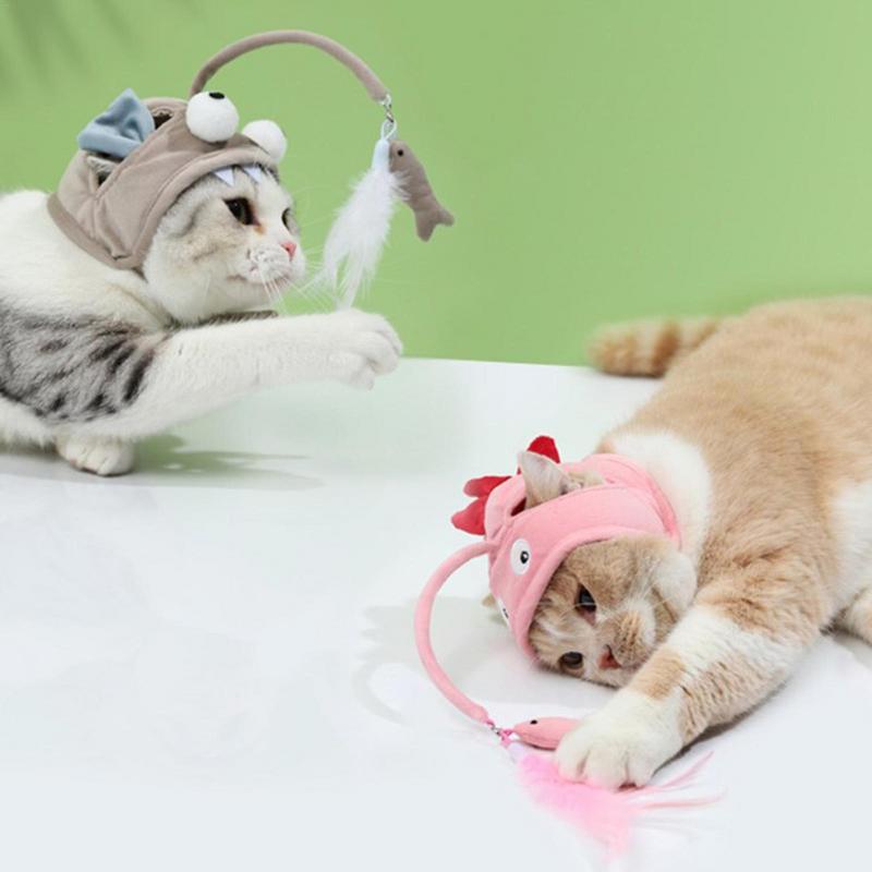 Head-Mounted Feather Cat Toy Stick – Interactive Funny Teaser for Cats
