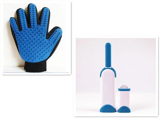 Pet Hair Remover Set – Grooming Glove & Reusable Lint Brush