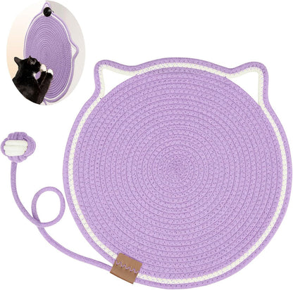 Braided Cotton Rope Cat Scratching Mat with Toy Ball – Washable, Durable & Multi-Use