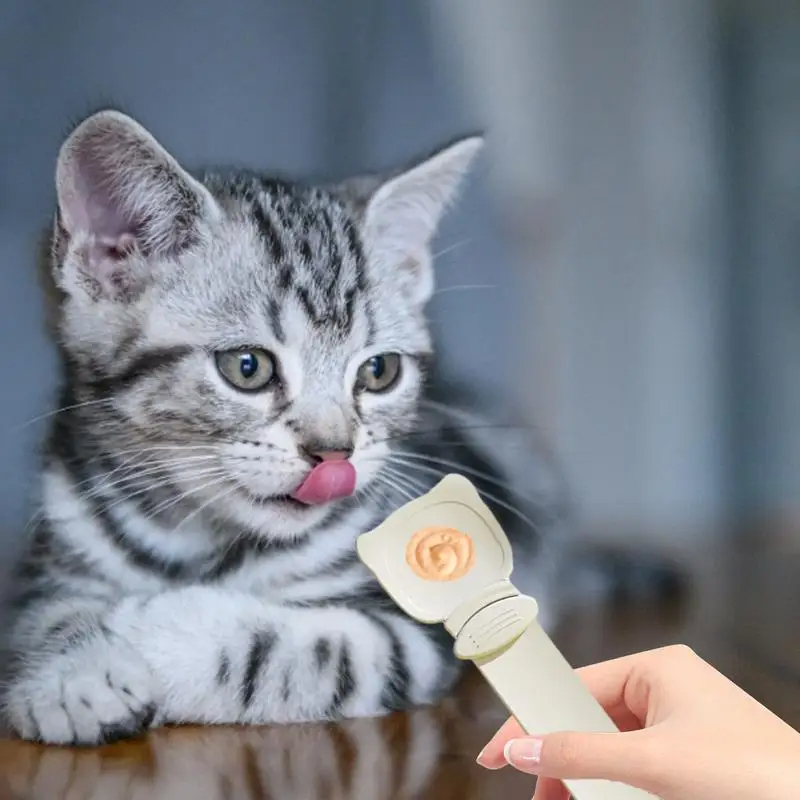 Cat Strip Feeding Spoon – Reusable Lickable Wet Food Spoon for Cats, Squeeze Design Pet Food Dispenser