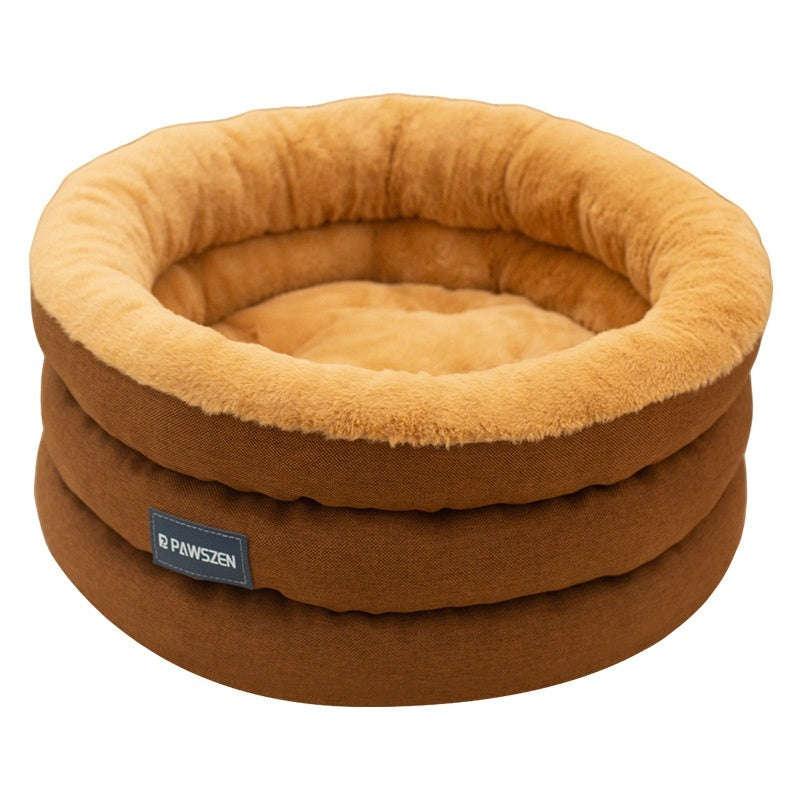 Round Cat Bed for Winter – Thickened Plush Kennel, Cozy Cloth Nest for Cats & Small Dogs
