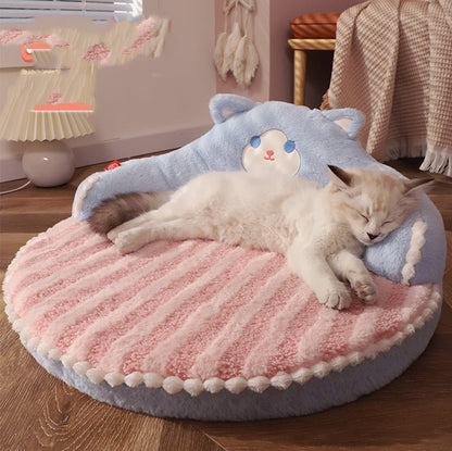 Winter Cat Bed – Warm Plush Nest with High Back Support