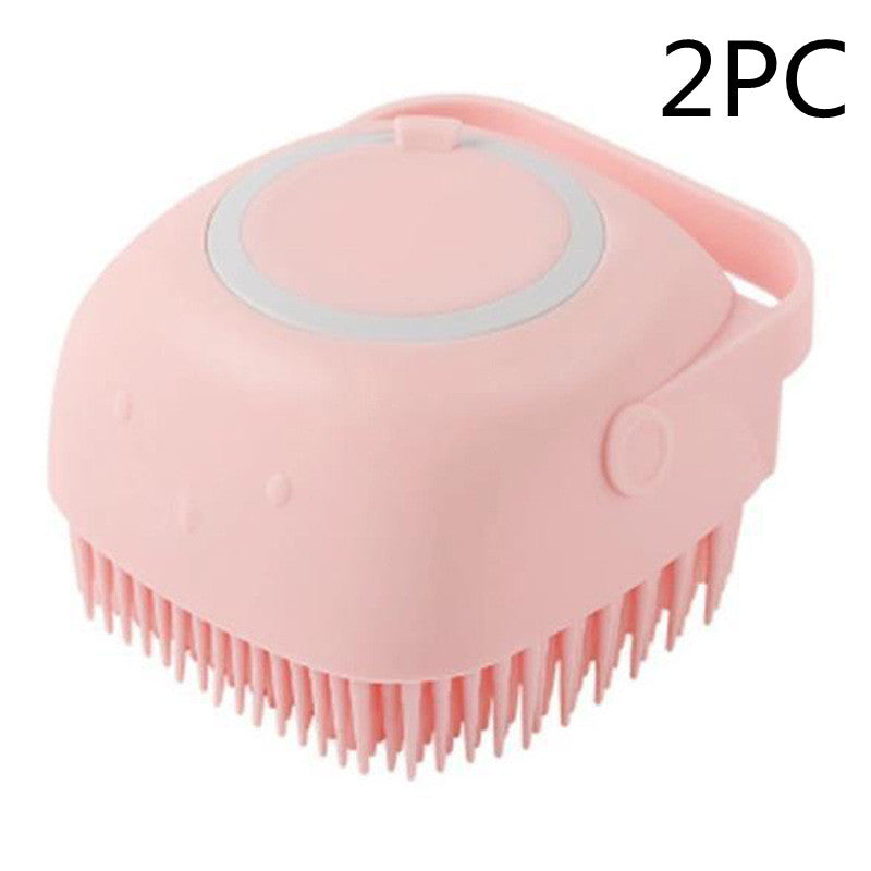 Silicone Dog Bath Brush with Shampoo Dispenser – Pet Grooming Massage Brush for Dogs & Cats, Soft Bath Scrubber Cleaning Tool