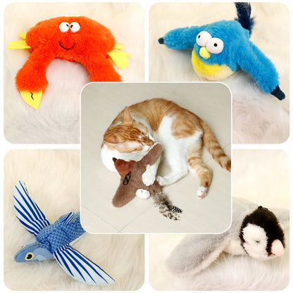 Interactive Pet Plush Toy with Sound & Motion – Electric Jumping Fish & Flapping Bird Chew Toy for Dogs and Cats
