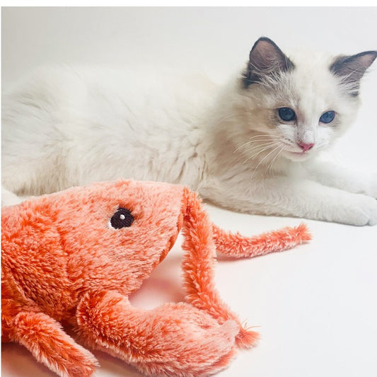 Electric Jumping Shrimp Cat Toy – USB Rechargeable Plush Simulation Lobster with Flopping Tail for Interactive Pet Play
