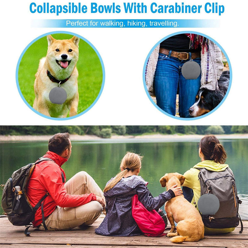 Portable Double Collapsible Dog Bowl with Non-Slip Silicone Mat – Foldable Travel Pet Food & Water Bowl for Dogs and Cats