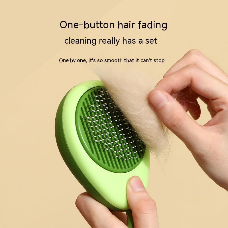 2-in-1 Pet Hair Remover Brush Cat Dog Grooming Comb Avocado Design Deshedding Tool