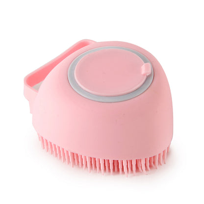 Silicone Dog Bath Brush with Shampoo Dispenser – Pet Grooming Massage Brush for Dogs & Cats, Soft Bath Scrubber Cleaning Tool