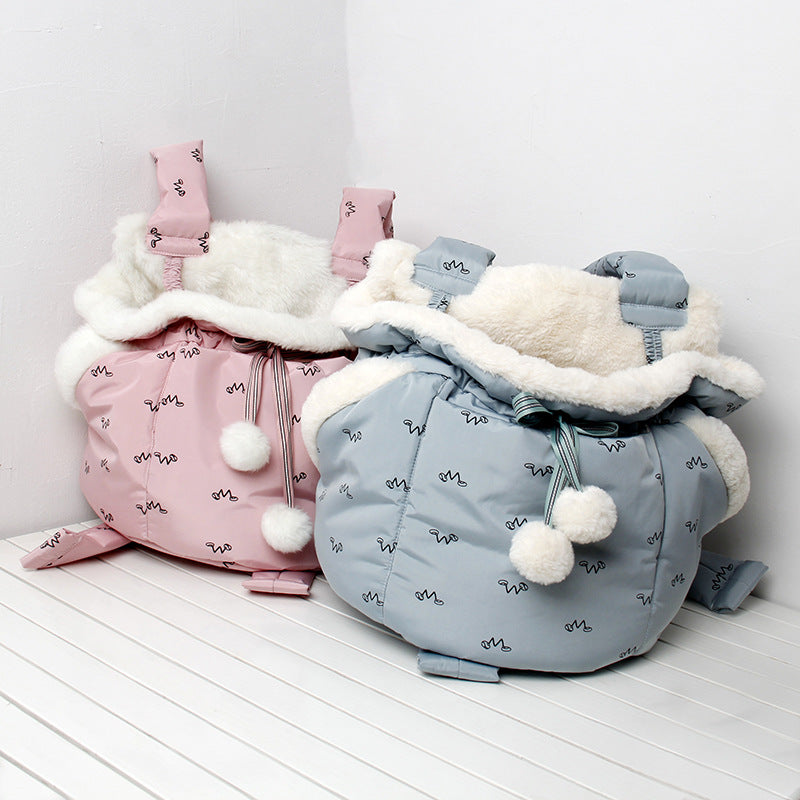 Winter Pet Carrier Backpack – Soft Warm Travel Chest Bag for Cats & Small Dogs