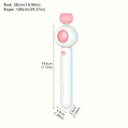 Retractable Cat Teaser Wand with Replaceable Feather Head – Interactive Toy for Indoor Cats