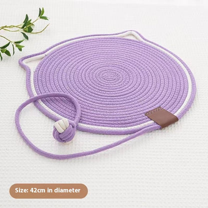 Braided Cotton Rope Cat Scratching Mat with Toy Ball – Washable, Durable & Multi-Use