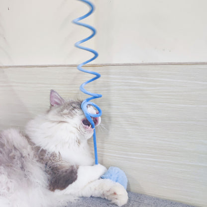 Interactive Cat Spring Toy with Suction Cup – Rabbit Fur Ball & Bell for Indoor Play