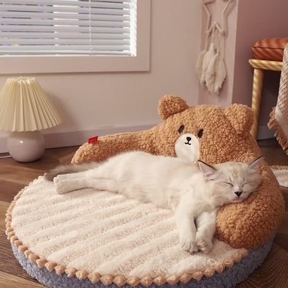 Winter Cat Bed – Warm Plush Nest with High Back Support
