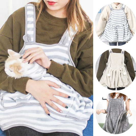 Pet Apron Coral Fleece Dog Cat Clothes - Anti-Grab Non-Stick Small Dog Clothing for 1-7kg Pets