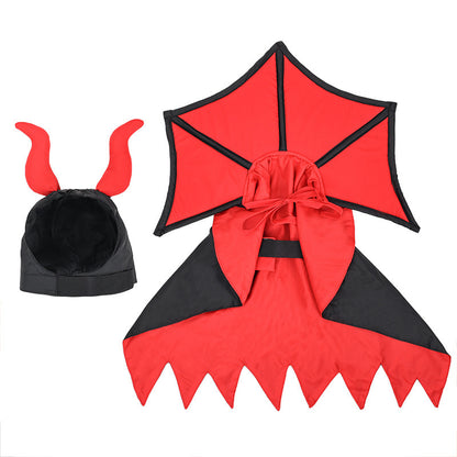 Halloween Pet Vampire Cloak and Hat Costume – Black Polyester Cosplay Outfit for Cats & Small Dogs