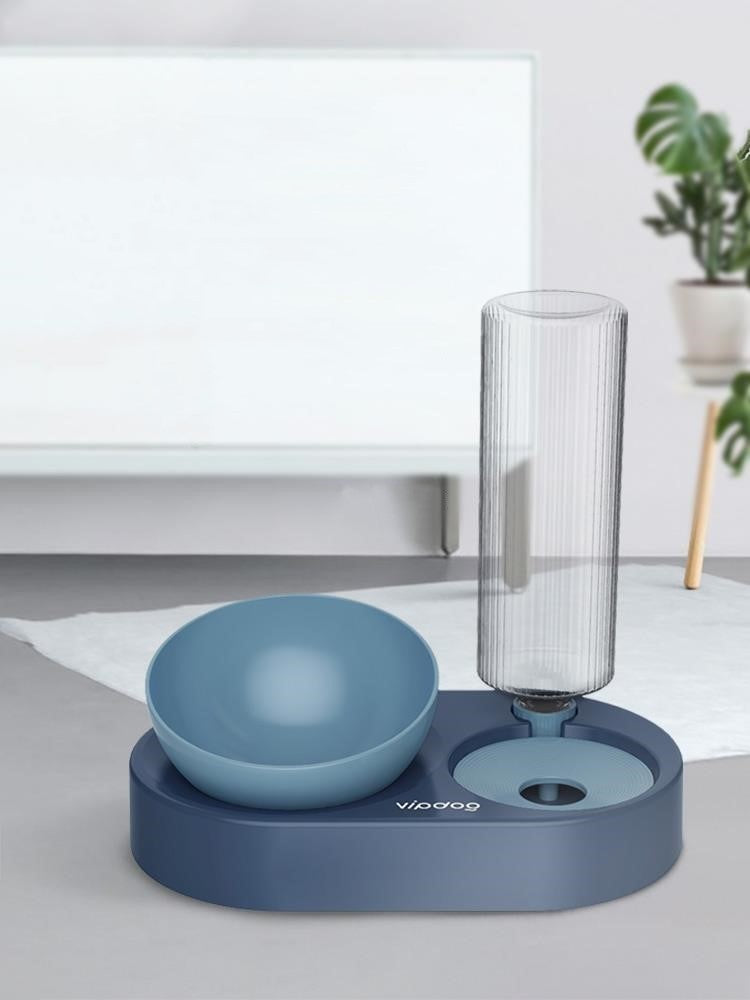 Automatic Double Bowl Pet Feeder with Water Dispenser for Dogs & Cats – Adjustable Tilt, 600ML Bottle