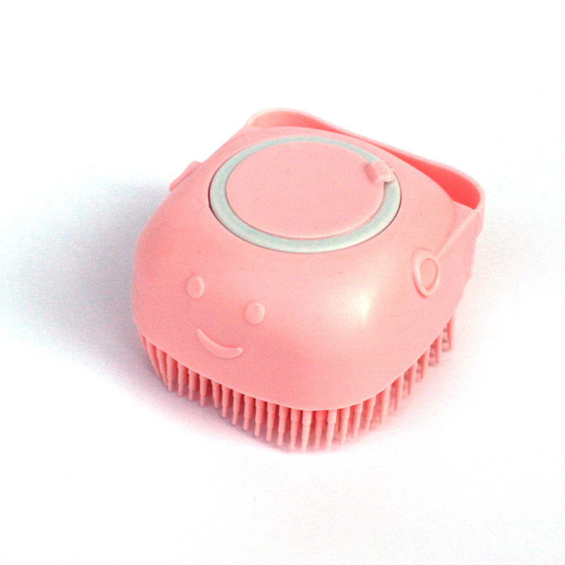 Silicone Dog Bath Brush with Shampoo Dispenser – Pet Grooming Massage Brush for Dogs & Cats, Soft Bath Scrubber Cleaning Tool