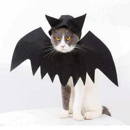 Halloween Pet Bat Wings Costume – Adjustable Felt Cloth Outfit for Cats & Small Dogs