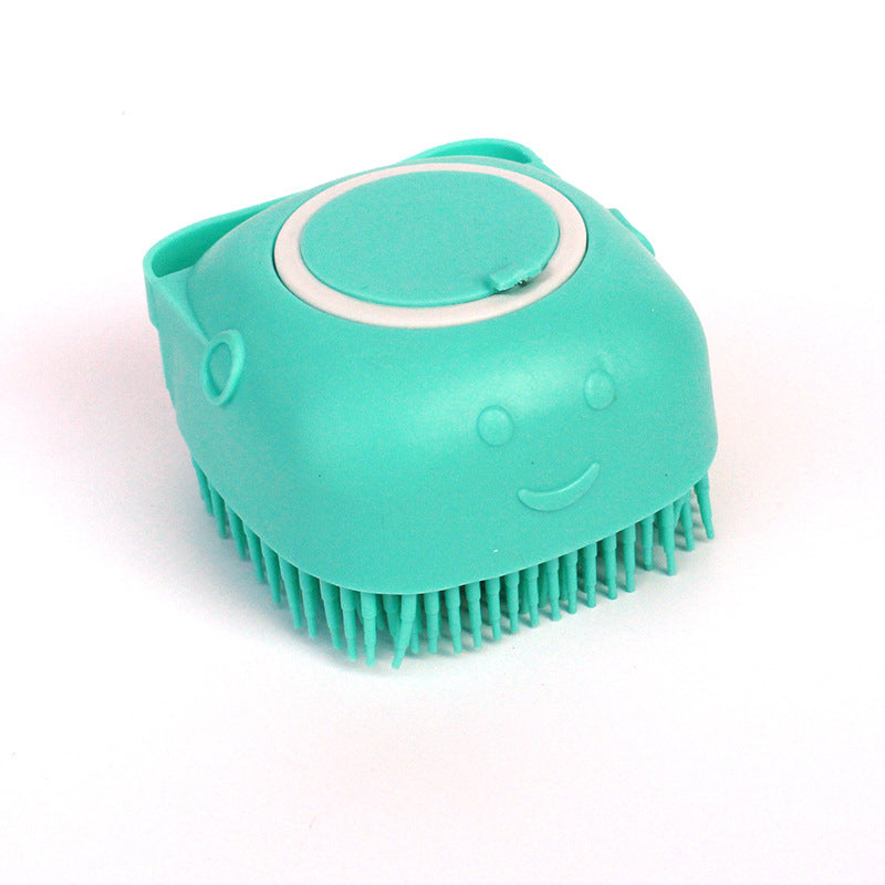Silicone Dog Bath Brush with Shampoo Dispenser – Pet Grooming Massage Brush for Dogs & Cats, Soft Bath Scrubber Cleaning Tool