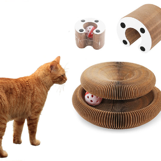 Magic Organ Cat Scratcher Toy – Foldable Paper Scratch Board with Magnetic Design