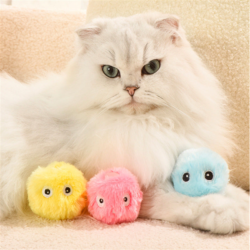 Kitty Calling Ball Toy – Light-Up Catnip Sound Ball, Plush Molar Cat Toy for Interactive Play