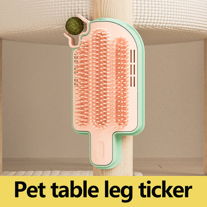 Ice Cream Shape Cat Self Groomer with Catnip Ball & Feather – Pet Itching Scratcher, Massage & Play Toy for Cats & Small Pets