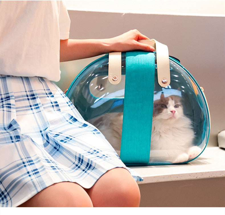 Transparent Pet Backpack Carrier – Breathable Dog & Cat Travel Bag with Ventilation, Portable Puppy & Kitten Cage (39×27×30cm)