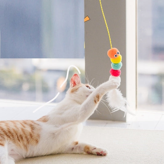 Interactive Hanging Cat Toy with Feather & Elastic Rope – 2M Telescopic Teaser