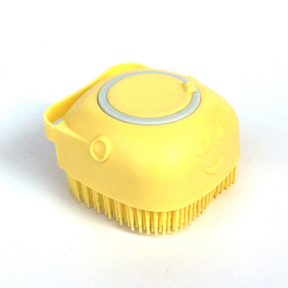 Silicone Dog Bath Brush with Shampoo Dispenser – Pet Grooming Massage Brush for Dogs & Cats, Soft Bath Scrubber Cleaning Tool