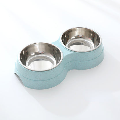 Double Pet Bowls Stainless Steel Dog & Cat Feeder – Food and Water Dish for Puppies, Small Dogs, and Cats