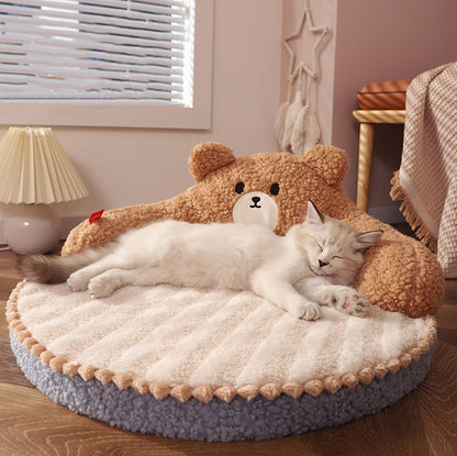Winter Cat Bed – Warm Plush Nest with High Back Support