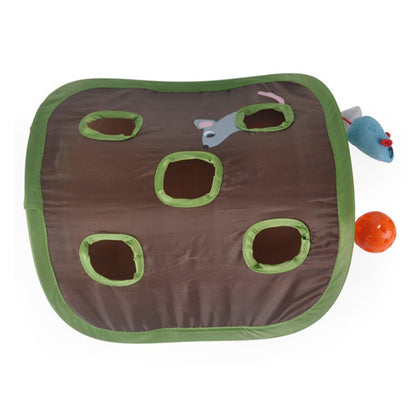 Interactive 9-Hole Cat Toy – Foldable Mouse Hunt Hide & Seek Game