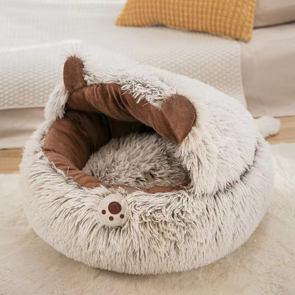 Winter Plush Cat Bed Round Donut Pet Cushion – Warm Cat House & Soft Dog Kennel for Small Pets