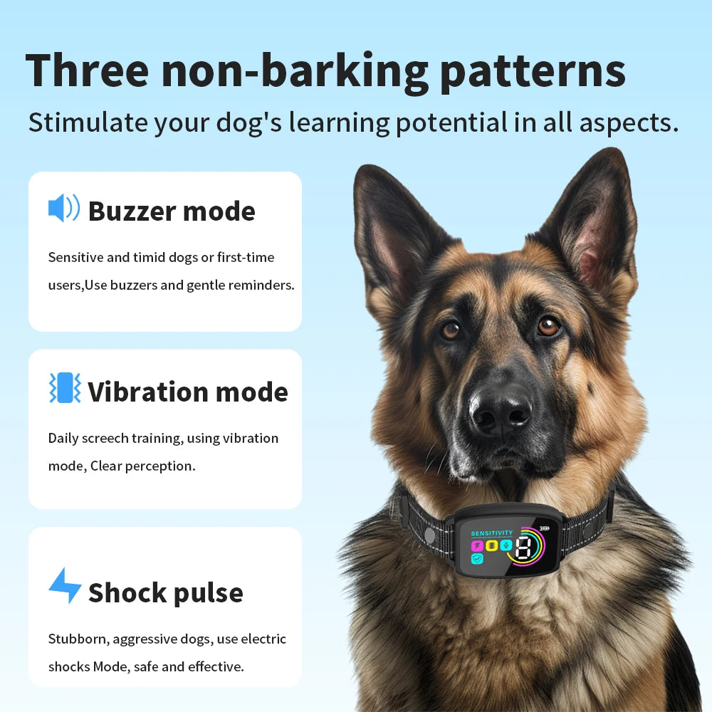 Smart Rechargeable Dog Bark Collar with AI Detection, 4 Training Modes, IP67 Waterproof Anti Barking Collar for Small Medium Large Dogs