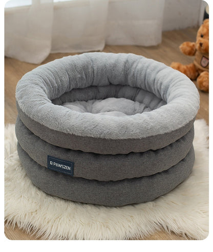 Round Cat Bed for Winter – Thickened Plush Kennel, Cozy Cloth Nest for Cats & Small Dogs